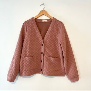 Madewell (Re)sourced Quilted Crop Cardigan Sweatshirt